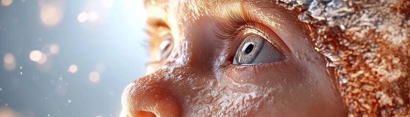 Fototapeta premium Experience the profound intimacy and connection in this close-up portrait of a mother and child sharing a quiet moment, a tender scene captured in a high resolution image This heartwarming visual