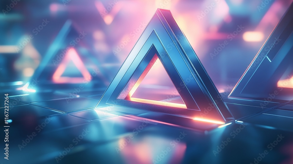 Aufkleber modern geometric packaging design includes staggered triangular and hexagonal shapes, gradient layer