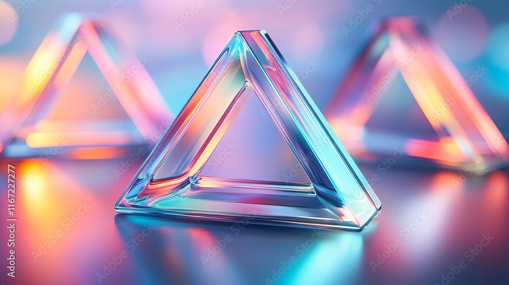 Poster modern geometric packaging design includes staggered triangular and hexagonal shapes, gradient layer
