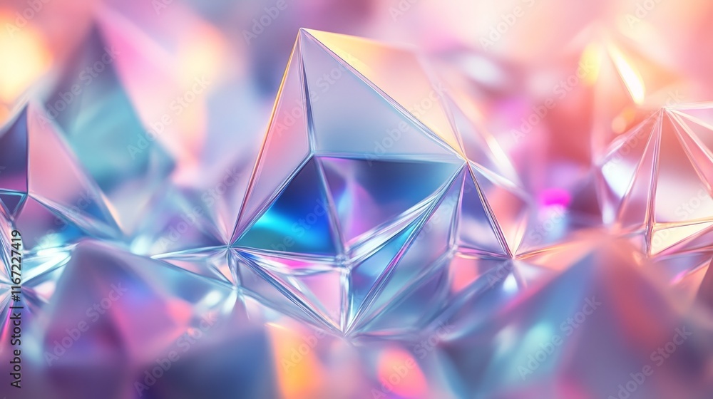 Aufkleber modern geometric packaging design includes staggered triangular and hexagonal shapes, gradient layer