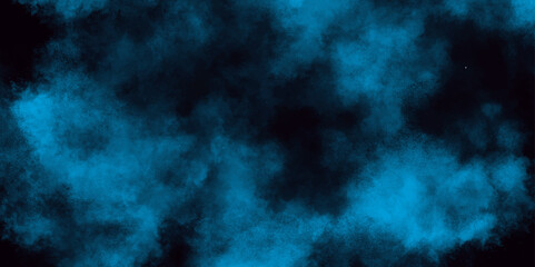  Bright light blue neon watercolor on deep black paper background, Blue color dust particles explosion cloud on black background, majestic and dramatic cloudscape captures dense.