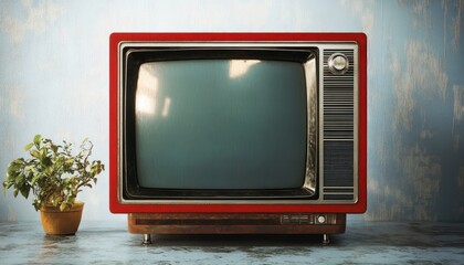 vintage television set retro design isolated on white background old technology antique screen blank display