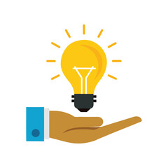 Hand Holding Glowing Light Bulb - Innovation and Bright Ideas Vector Design.eps