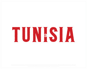 TUNISIA flag Typography with flag typography on a white background, Vector design of TUNISIA flag typography, Flag typography of Tunisia, National Day Design, TUNISIA Day design