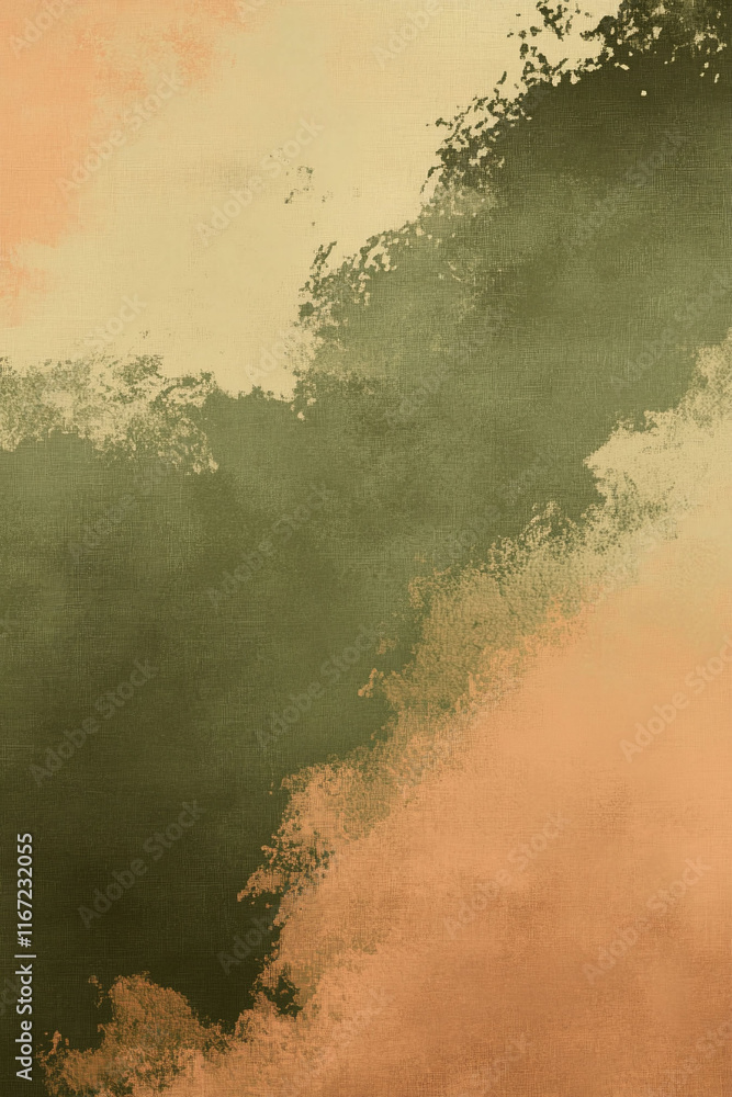 Poster muted olive green blending into soft peach in pixel format.