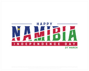 NAMIBIA Independence Day vector design on a white background with flag typography, Typographic Design of NAMIBIA National Day, NAMIBIA typography, Flag typography of Namibia