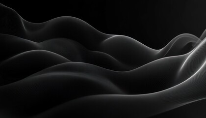 abstract black wave pattern minimalist design smooth flowing light elegant background