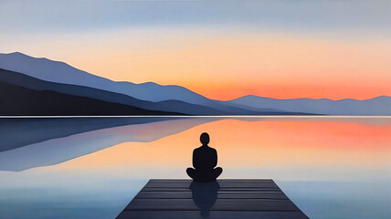 A person sitting near the lake