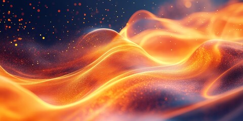Fototapeta premium Swirling orange and yellow fire waves with glowing edges, Generative AI