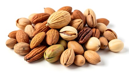 Obraz premium Variety Of Shelled Nuts With Natural Textures, Artistic Arrangement Of Shelled Nuts.