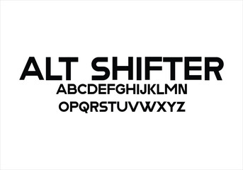 Alt Shifter font for logo and headline. Isolated vector typeset