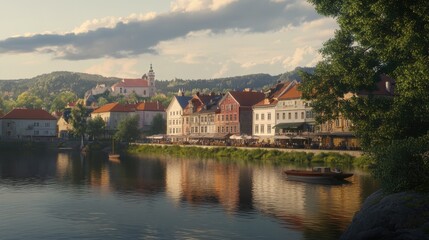 A bright sunny morning in a quaint village
