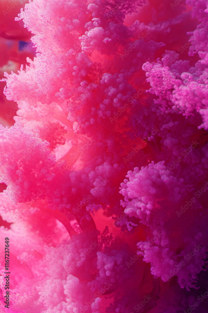 Poster vivid magenta transitioning into soft coral in a pixel gradient.