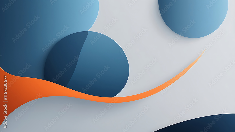 Aufkleber modern soft rounded smooth shapes in blue and orange fading seamlessly on a muted background design.