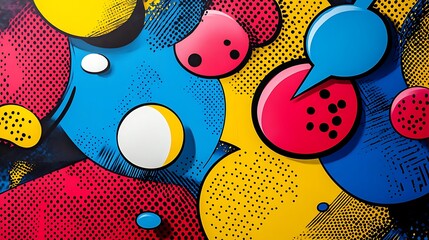 "Vibrant Pop Art Background Design in Collage Style with Abstract Shapes"