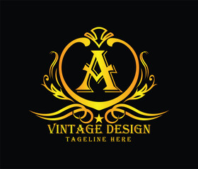 Luxary A letter logo design