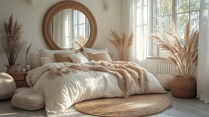Serene Bohemian Bedroom Decor With Neutral Tones