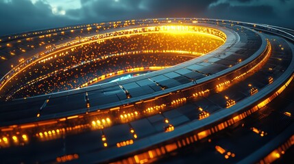 Futuristic Circular Arena: A Glowing Technological Marvel