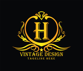 Luxary H letter logo design