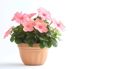 Obraz premium Pink petunias blooming in a terracotta pot