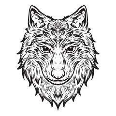 illustration art wolf engraving style tattoo an t-shirt design
