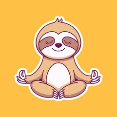 Cute Sloth in a Meditative Pose, Perfect for Kids Products