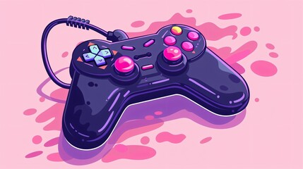 Minimalistic Retro Black Gamepad with Text Overlay for Gaming Enthusiasts