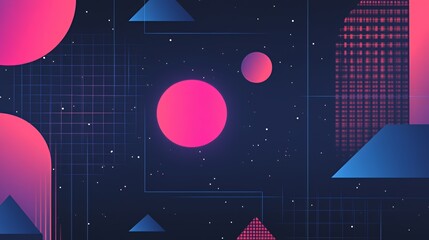 Abstract Retro Futuristic Geometric Space Design