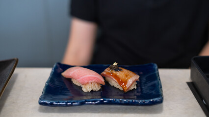 Premium sushi sashimi in luxury Japanese restaurant healthy lifestyle