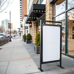 Blank advertising billboard in front of a classic building facade
