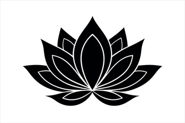 Lotus Lily Water Flower in Vintage Woodcut Style - Elegant Botanical vector Illustration