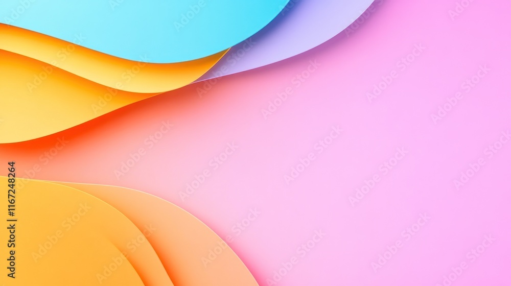 Poster abstract colorful wave design on a soft gradient background.