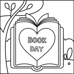 World Book Day vector colouring page background