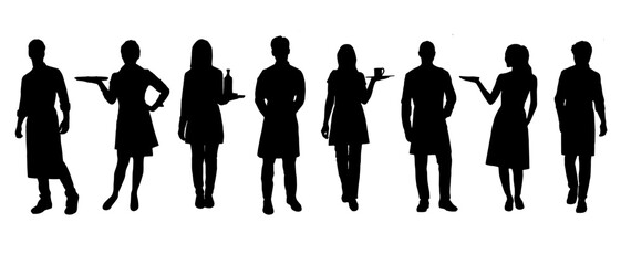 set silhouette of a waiters