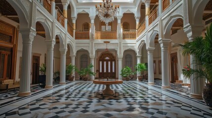 Obraz premium Magnificent Arabian Palace Interior: A Lavish Courtyard