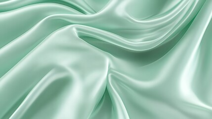 Obraz premium Elegant Draped Mint Green Silk Fabric Texture