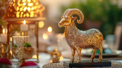 Golden Ram Figurine: Eid al-Adha Celebration