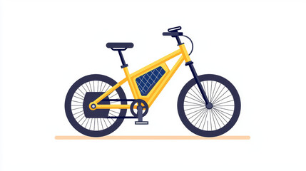 Obraz premium minimalist illustration of hybrid bicycle in vibrant yellow color, showcasing its unique design and features. This bike represents modern cycling innovation and eco friendliness