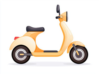 Obraz premium minimalist illustration of yellow scooter with sleek design, featuring comfortable seat and smooth wheels, perfect for urban commuting and leisure rides
