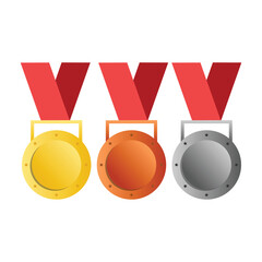 Medal Collection Trophy For Winner Vector Simple 