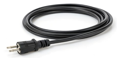 cable, black, wire, roll, isolated, electric, connection, reel, background, line, power, equipment, closeup, network, computer, component, technology, construction, white, communication, energy, metal