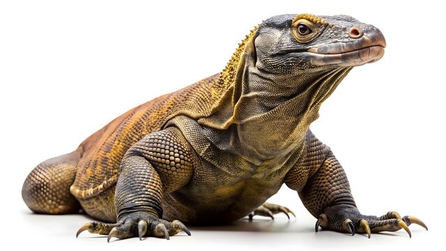 Komodo Dragon isolated in white background. Dragon In White Background. Komando.