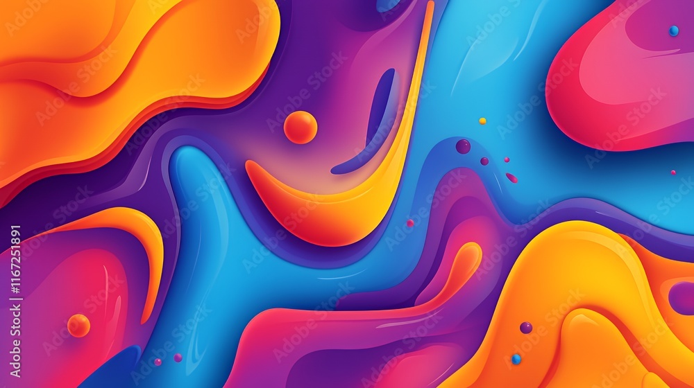 Poster abstract colorful fluid shapes design background