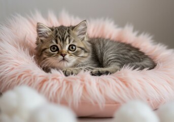 Naklejka premium A group of cute kittens with a soft blurred bokeh background