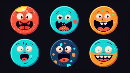 Obraz premium Colorful Round Abstract Badges Collection for Retro Design Projects