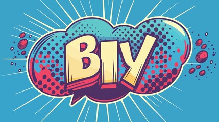 Colorful Cartoon Speech Bubble with Word in Dialogue Balloon Image