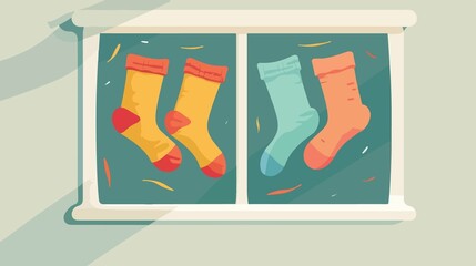 Cute Cartoon Pair of Socks Vector Flat Illustration