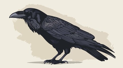 Cartoon Raven Bird Vector Illustration for Designs