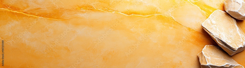 Poster abstract textured background with marbled patterns in warm orange and yellow tones, complemented by 