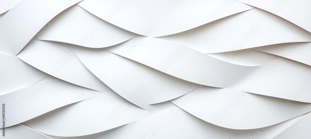 Poster abstract paper art design with layered white sheets creating an elegant, flowing texture. perfect fo